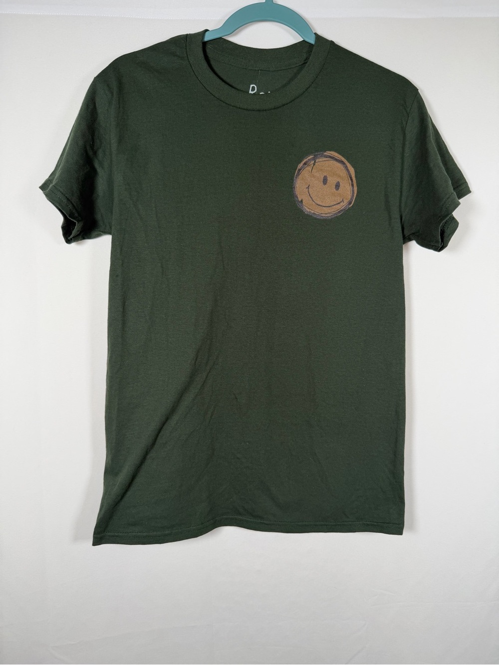 Urban Outfitters Dark Green Ron Bass Ripple Smiley Face Short Sleeve‎ Tee